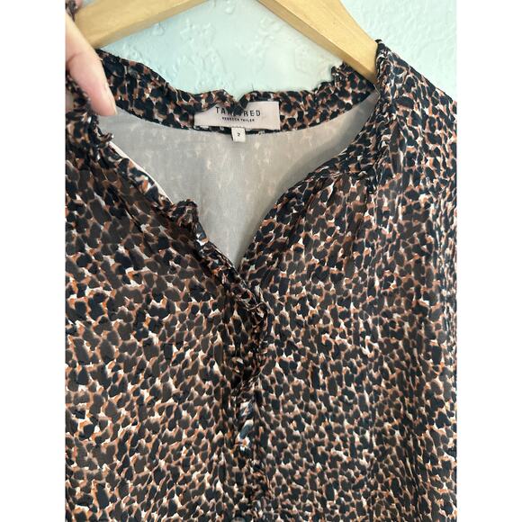 Rebecca Taylor Brown Silk Blouse Long Sleeve Ditsy Floral Forest Office Fall - Picture 7 of 7